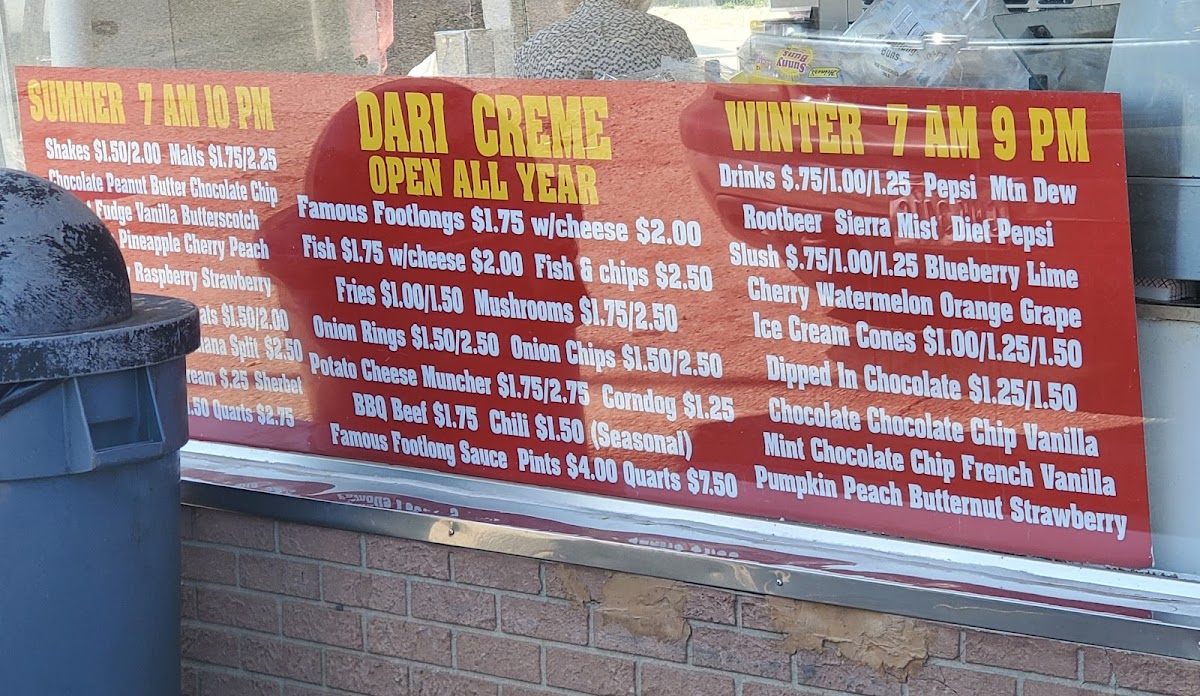 Second Street Dari Creme Menu - Image 1